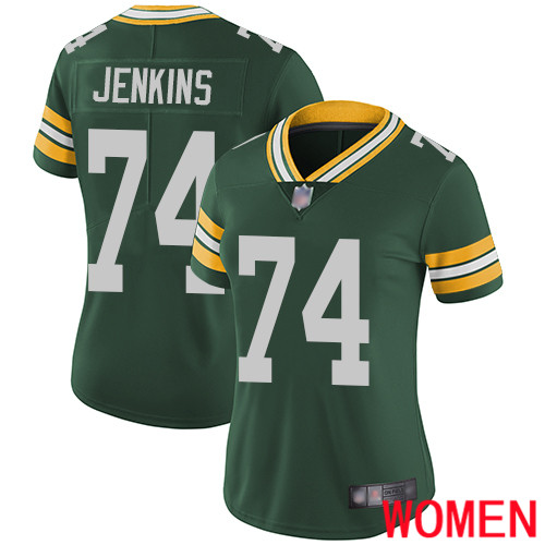 Green Bay Packers Limited Green Women #74 Jenkins Elgton Home Jersey Nike NFL Vapor Untouchable->green bay packers->NFL Jersey
